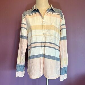 Marine Layer Pastel Pink, Blue, White Striped Cotton Collar Shirt